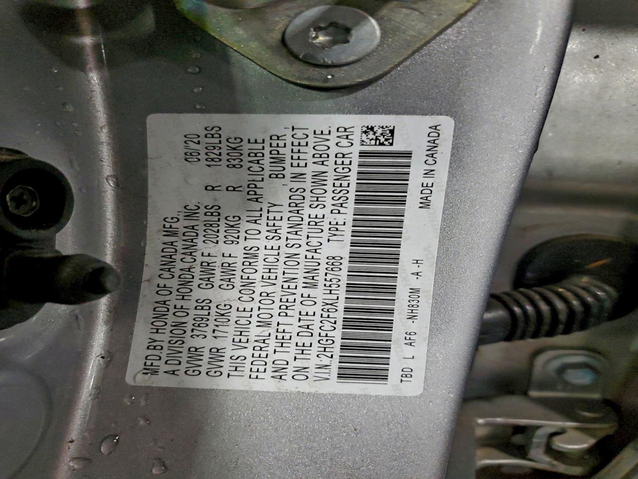 2020 HONDA CIVIC LX photo 12