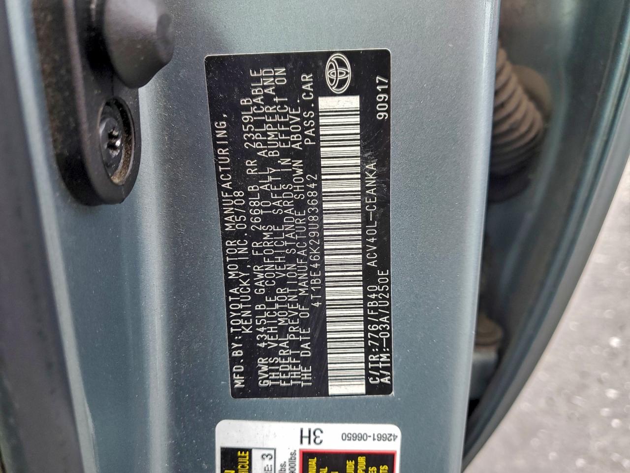2009 TOYOTA CAMRY BASE photo 12