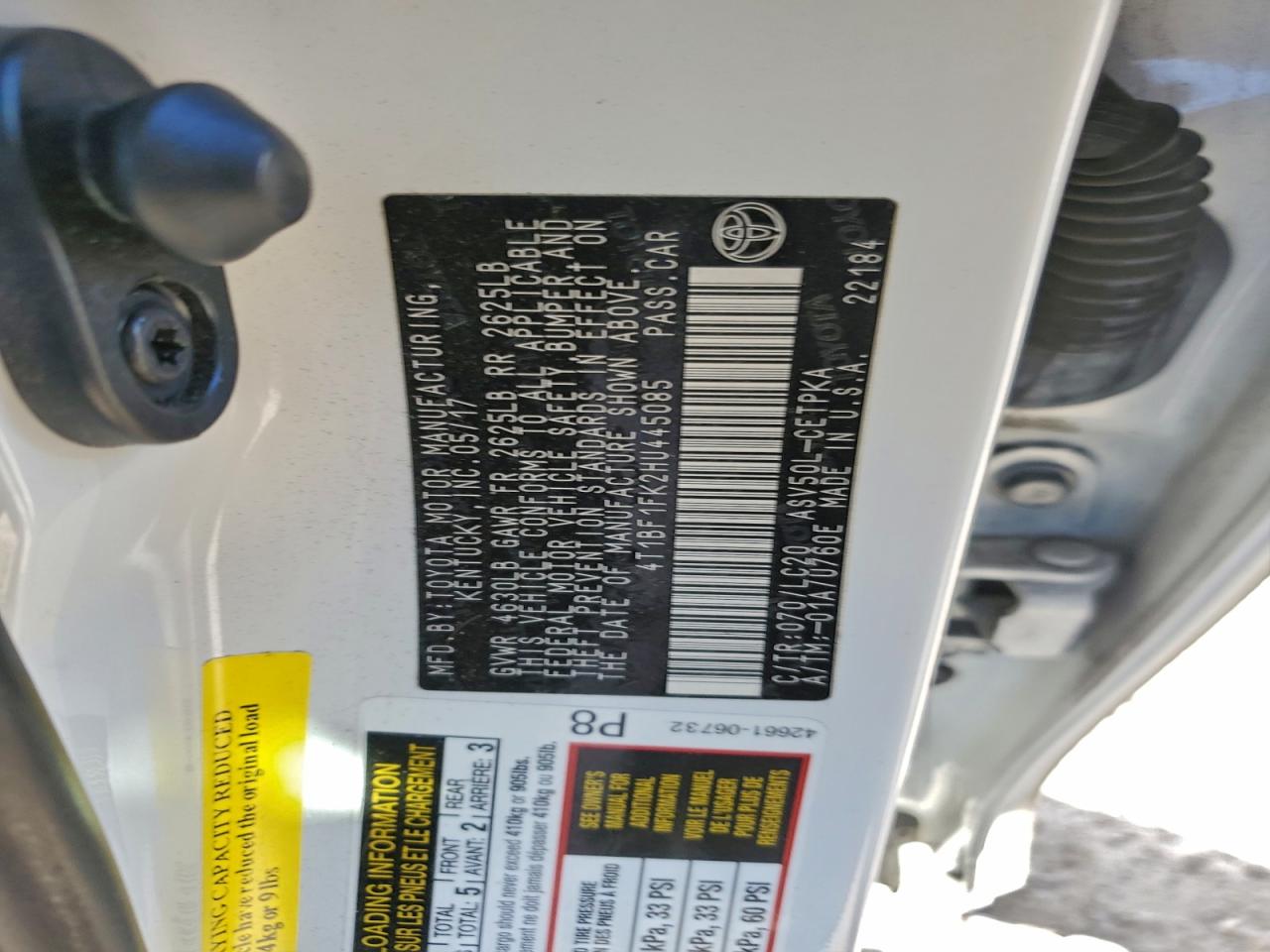 2017 TOYOTA CAMRY LE photo 13