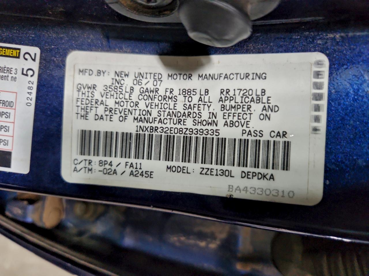 2008 TOYOTA COROLLA CE photo 12