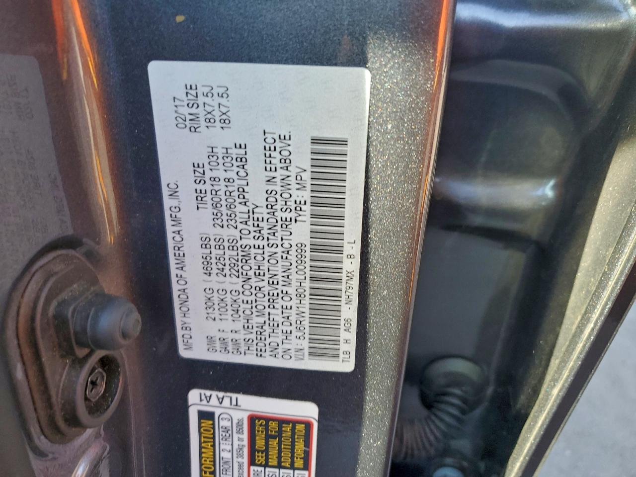 2017 HONDA CR-V EXL photo 12