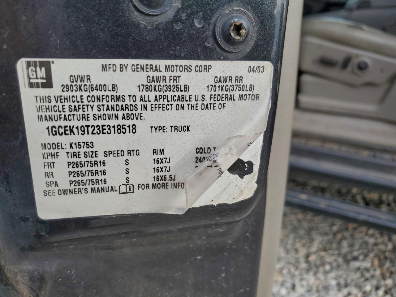 2003 CHEVROLET SILVERADO K1500 photo 12