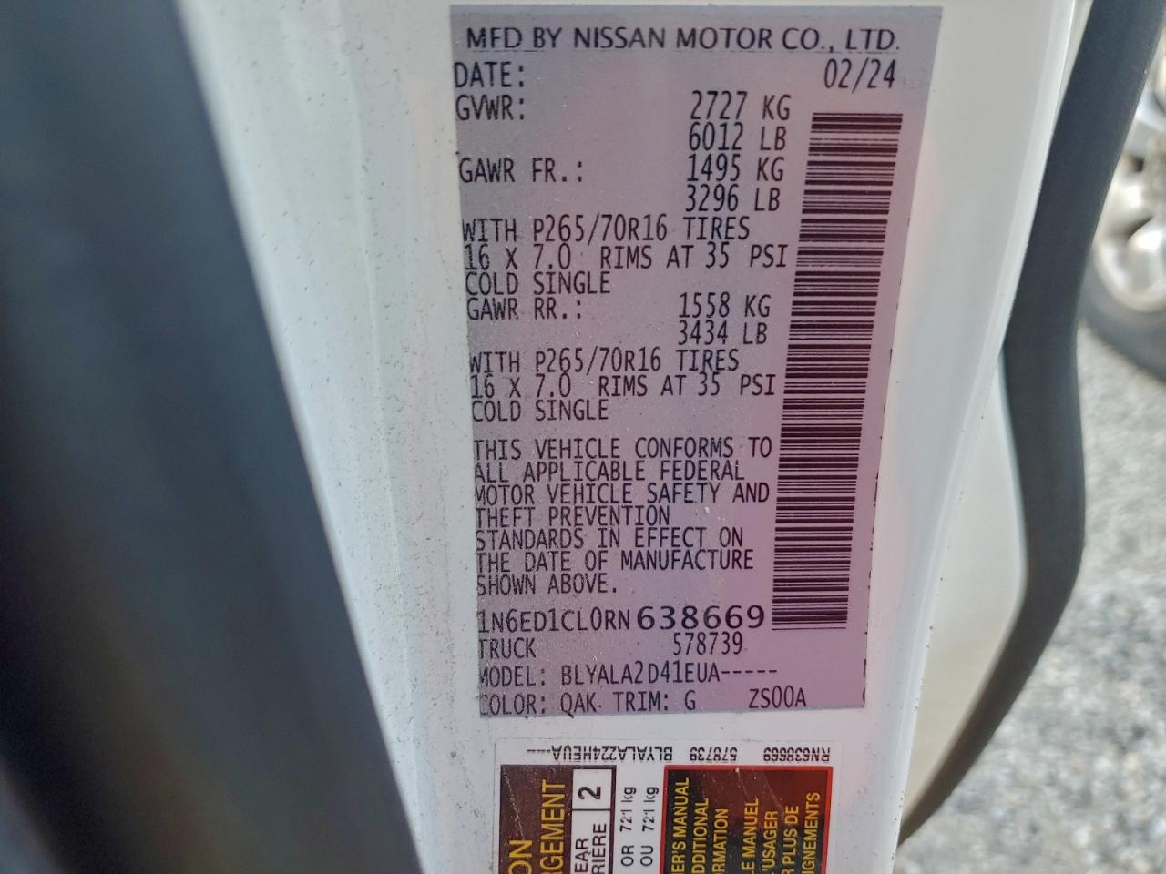 2024 NISSAN FRONTIER S photo 12