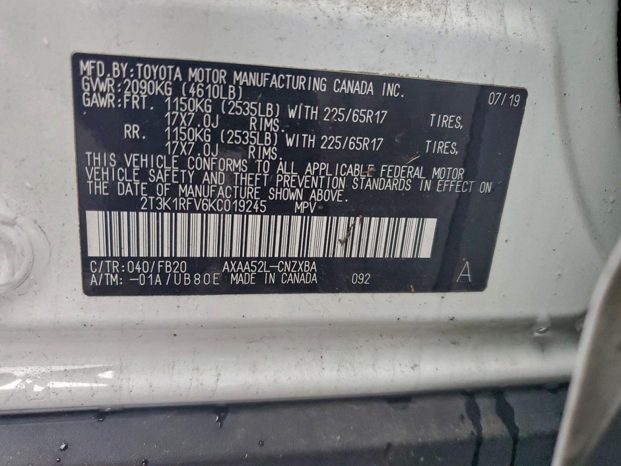 2019 TOYOTA RAV4 LE photo 13