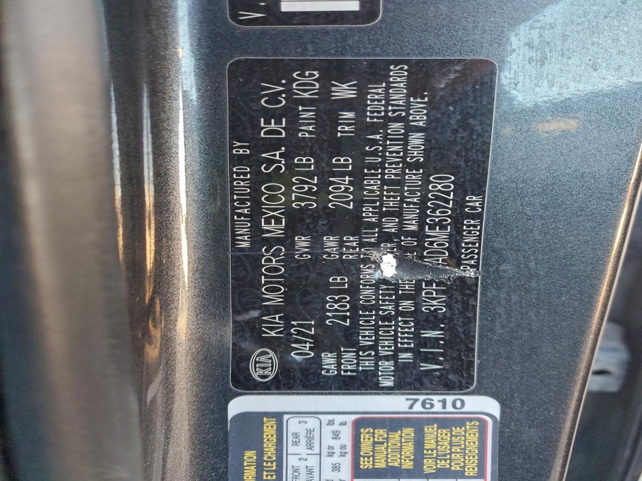 2021 KIA FORTE FE photo 12