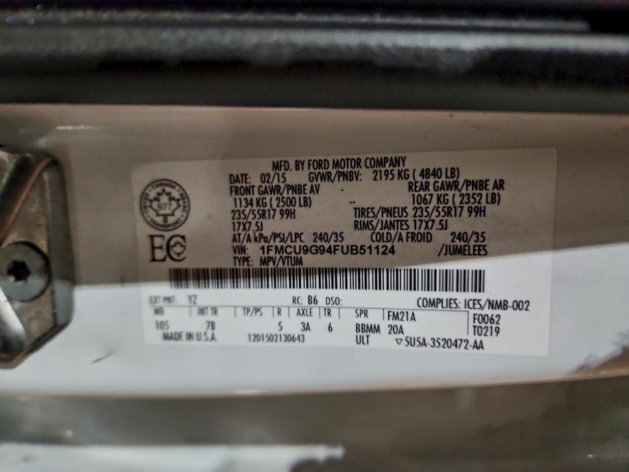 2015 FORD ESCAPE SE photo 13