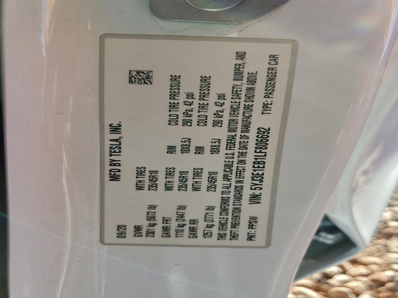 2020 TESLA MODEL 3 photo 12