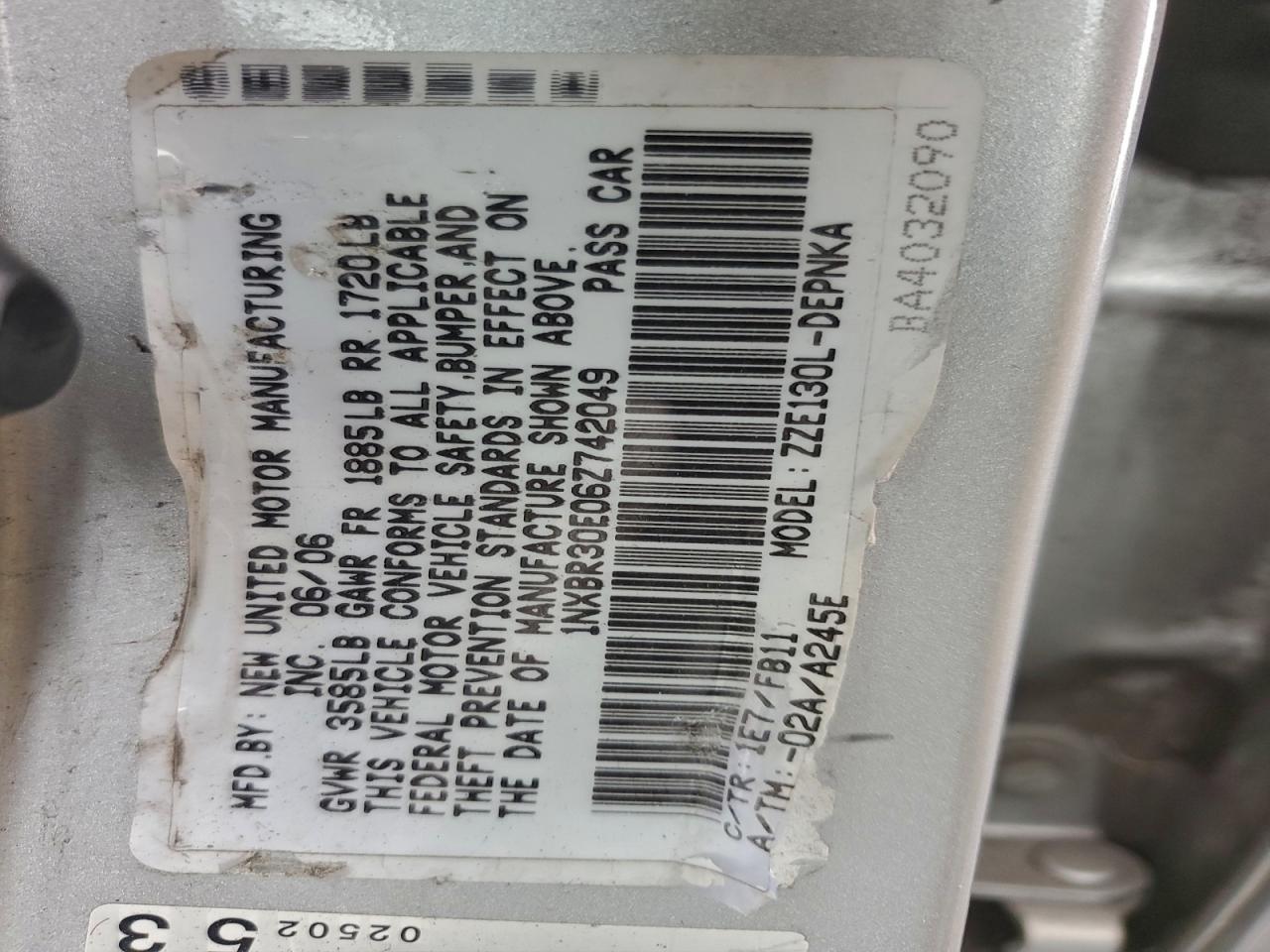 2006 TOYOTA COROLLA CE photo 12