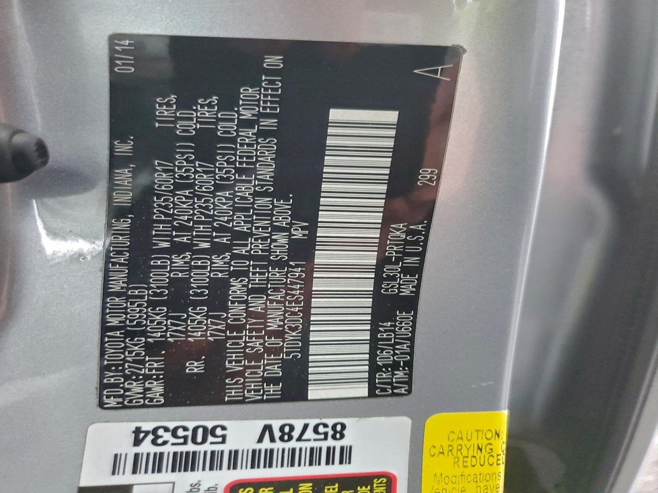 2014 TOYOTA SIENNA XLE photo 14