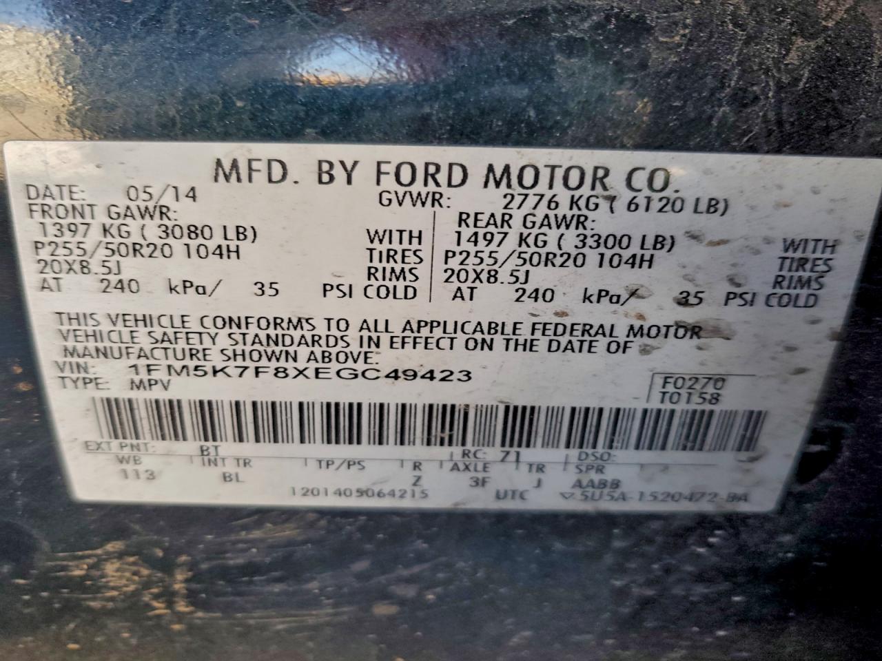 2014 FORD EXPLORER LIMITED photo 14