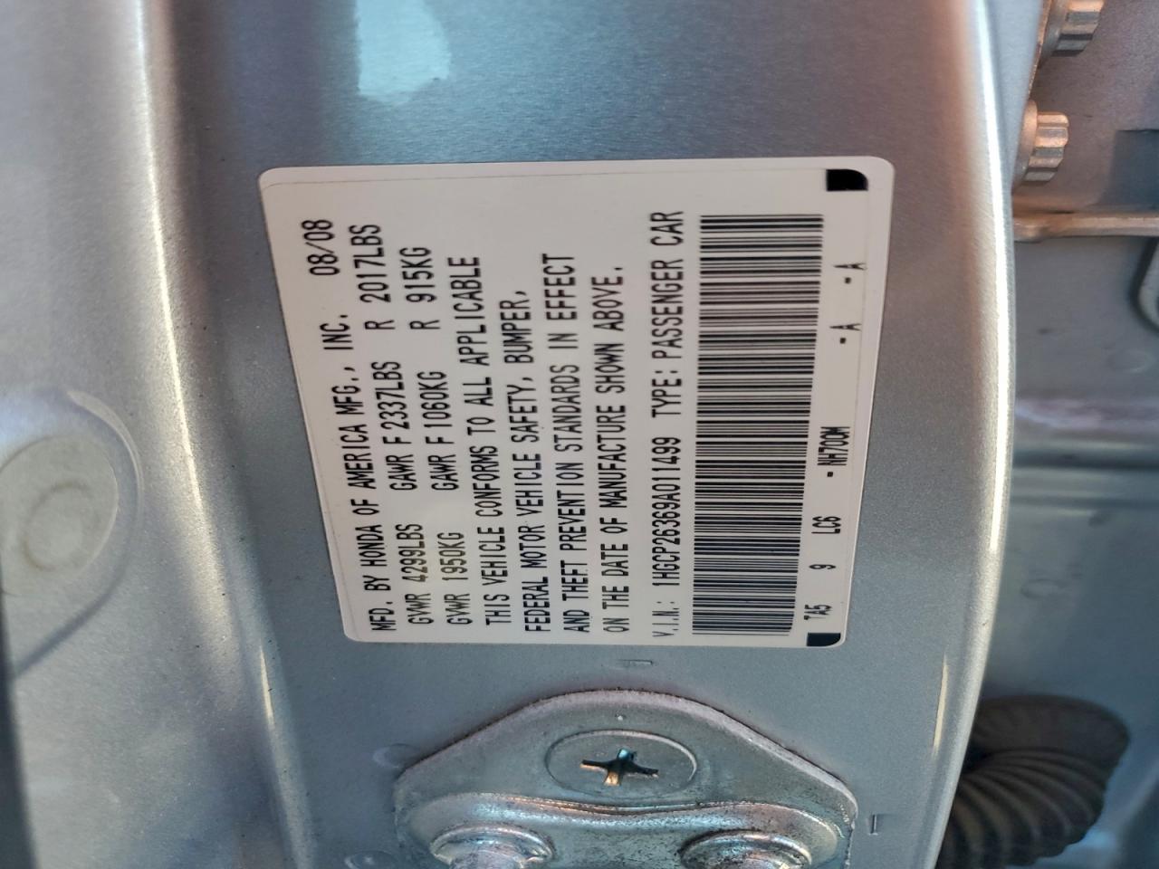 2009 HONDA ACCORD LX photo 12