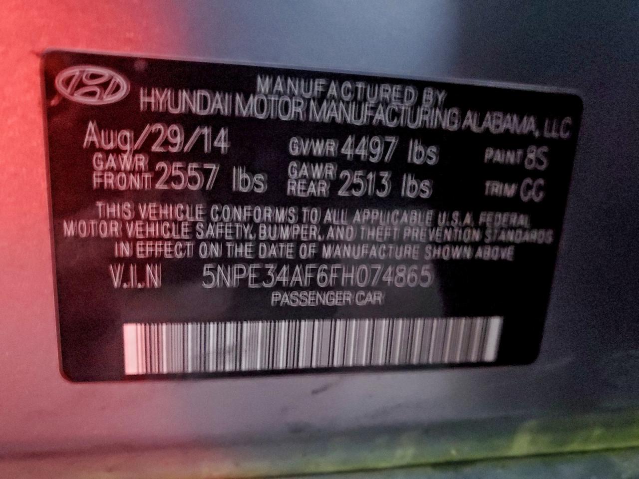 2015 HYUNDAI SONATA SPORT photo 12