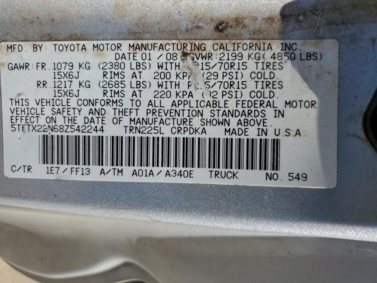 2008 TOYOTA TACOMA ACCESS CAB photo 23