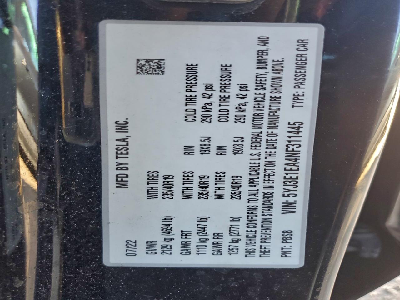 2022 TESLA MODEL 3 photo 12