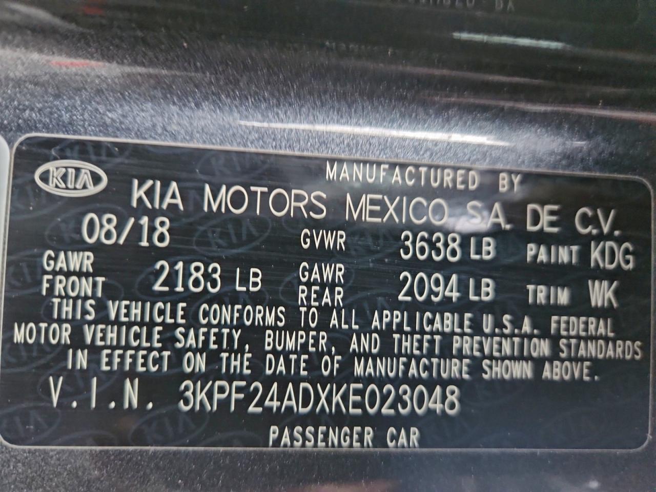 2019 KIA FORTE FE photo 12