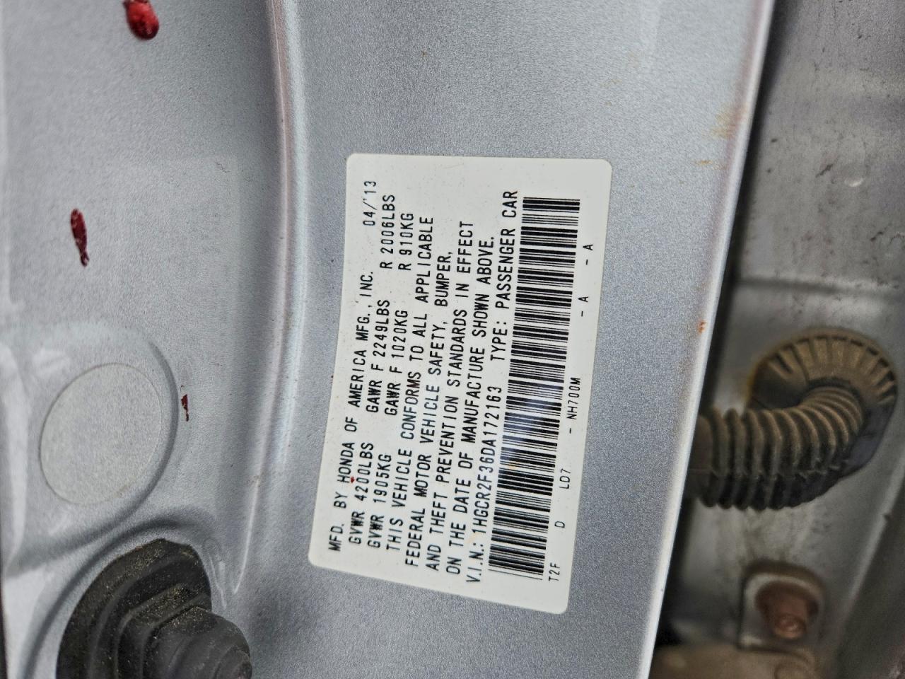 2013 HONDA ACCORD LX photo 12