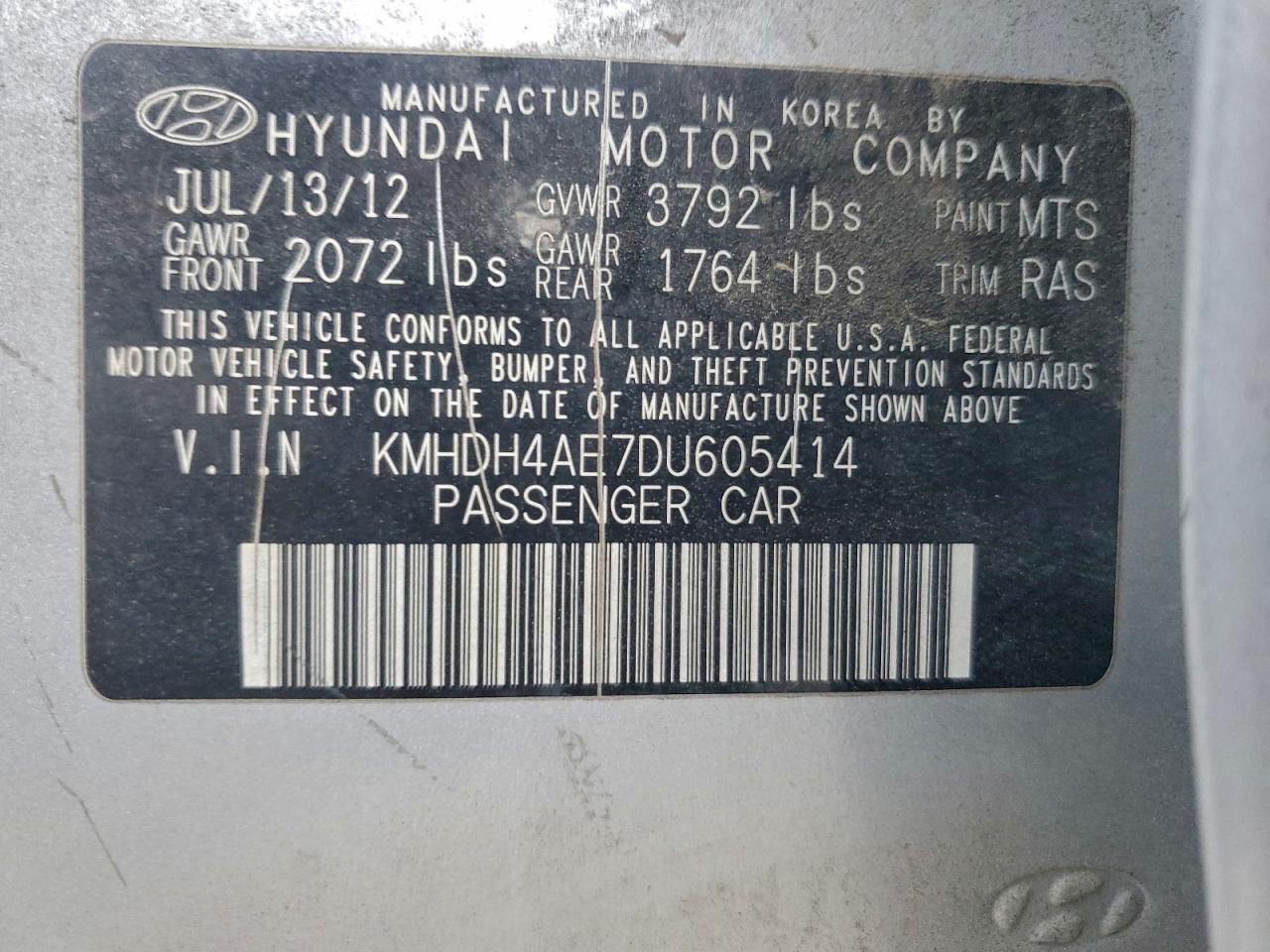 2013 HYUNDAI ELANTRA GLS photo 12