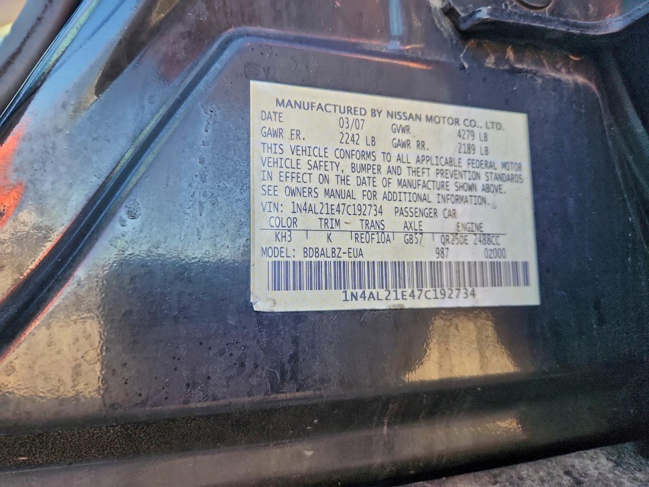 2007 NISSAN ALTIMA 2.5 photo 12