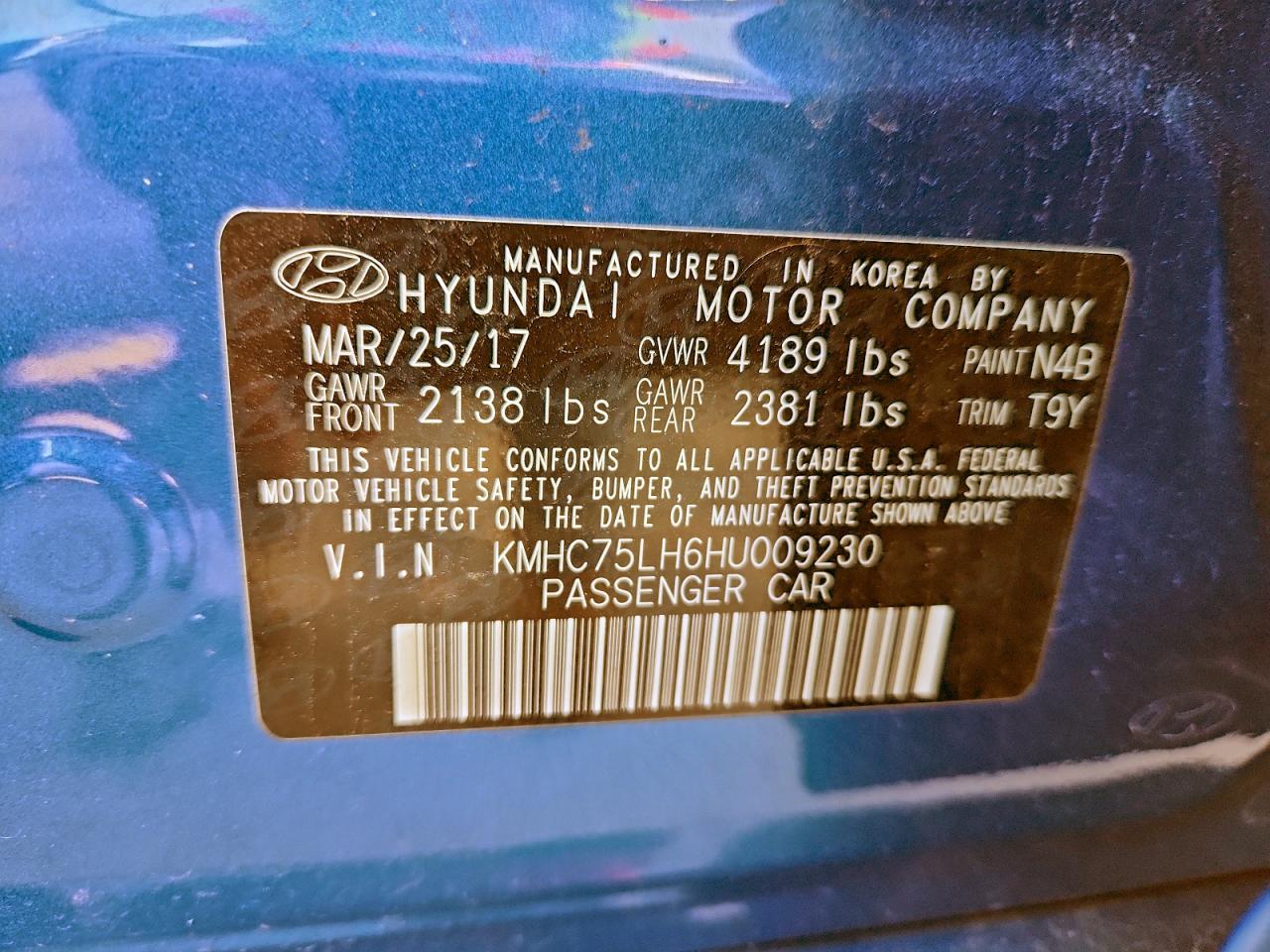 2017 HYUNDAI IONIQ photo 12
