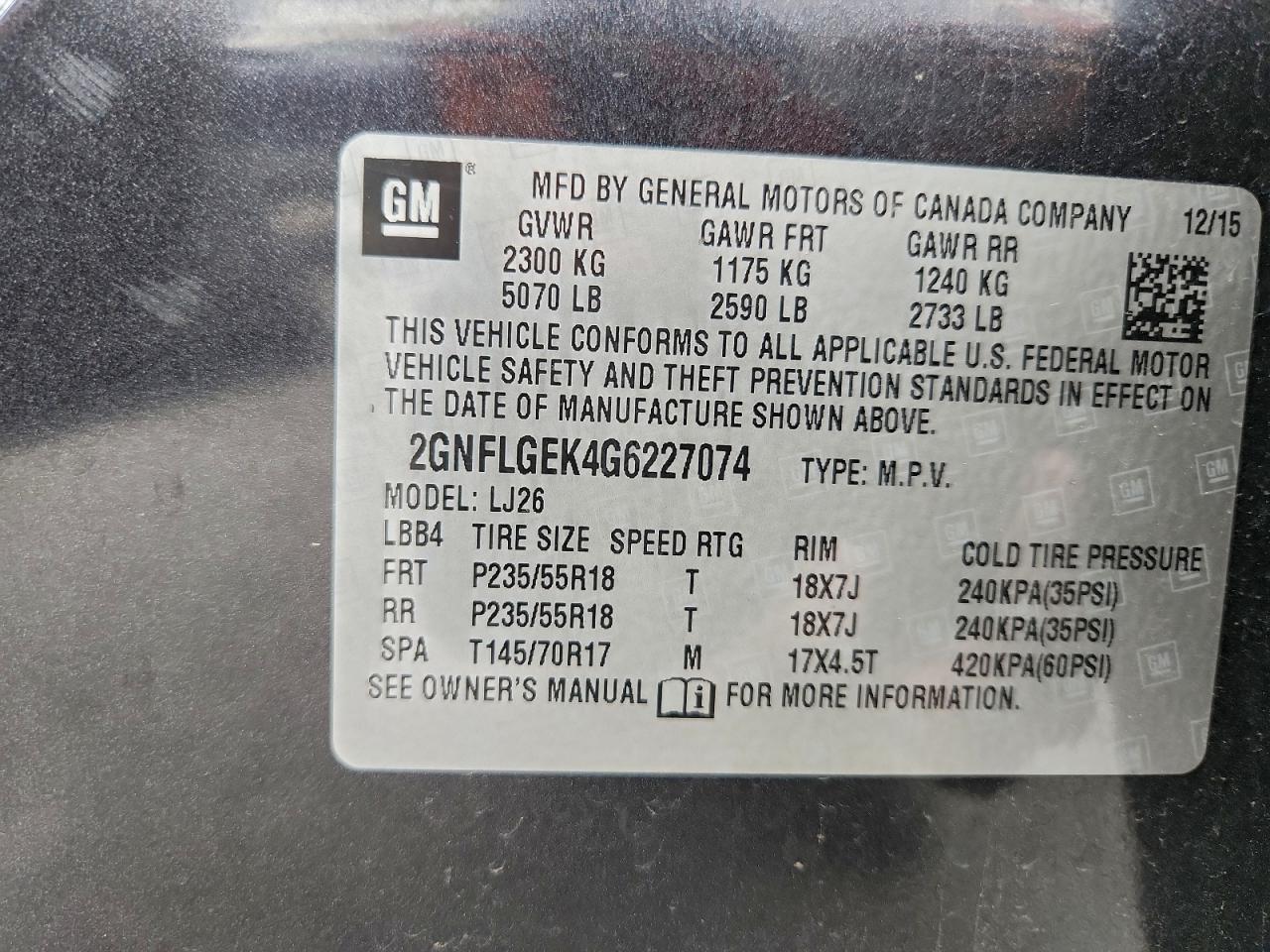 2016 CHEVROLET EQUINOX LTZ photo 13