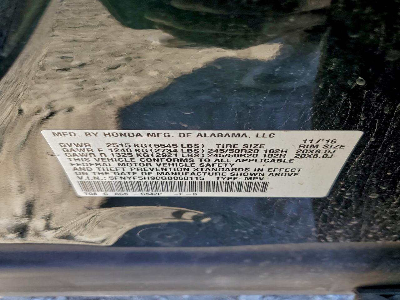 2016 HONDA PILOT TOURING photo 25