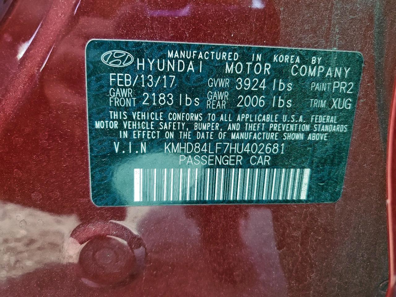 2017 HYUNDAI ELANTRA SE photo 13