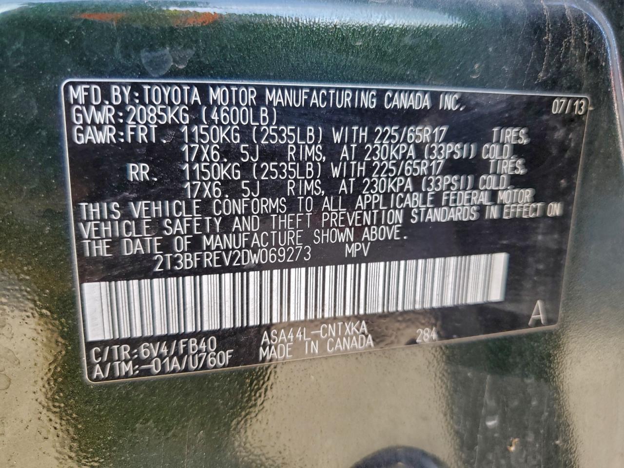 2013 TOYOTA RAV4 LE photo 13