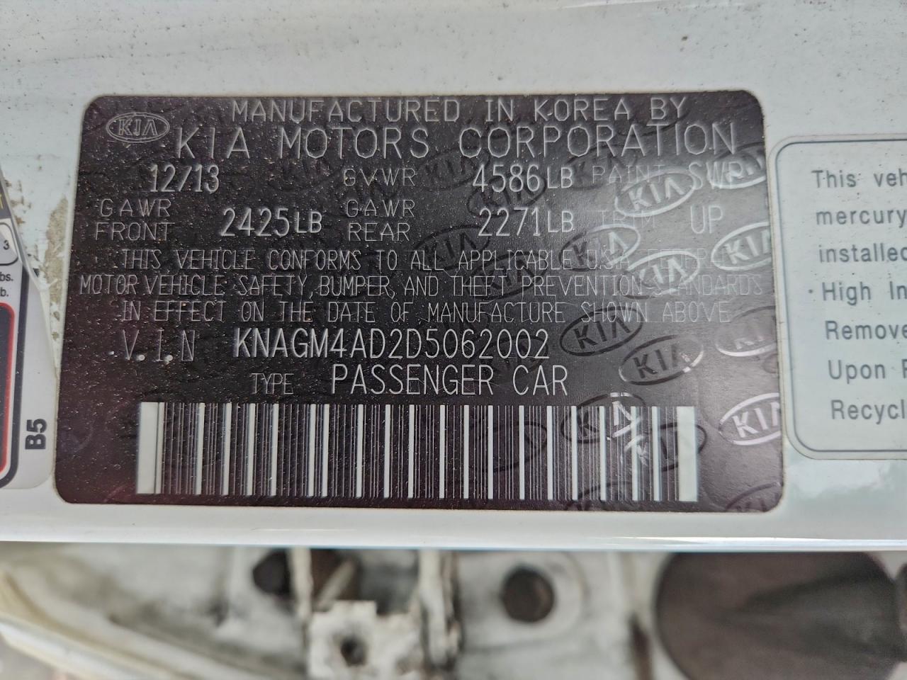 2013 KIA OPTIMA HYBRID photo 12