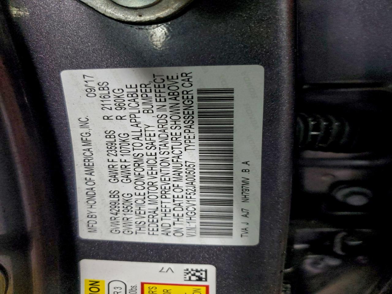 2018 HONDA ACCORD EXL photo 12