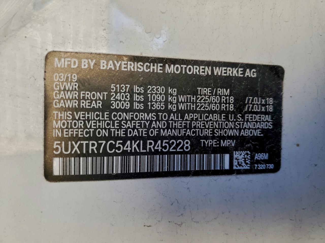 2019 BMW X3 SDRIVE30I photo 14