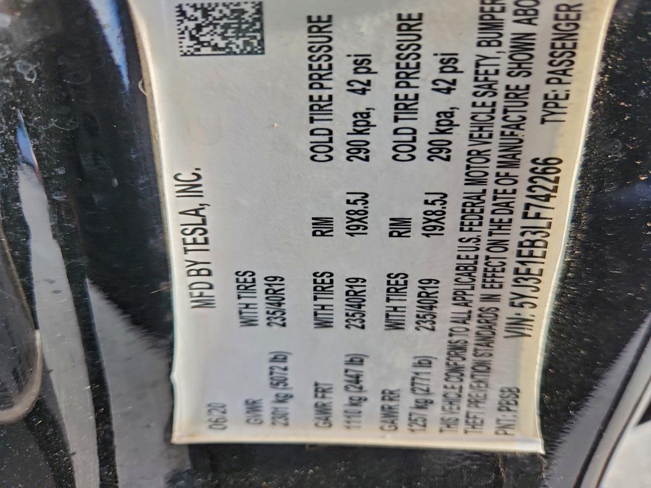 2020 TESLA MODEL 3 photo 12