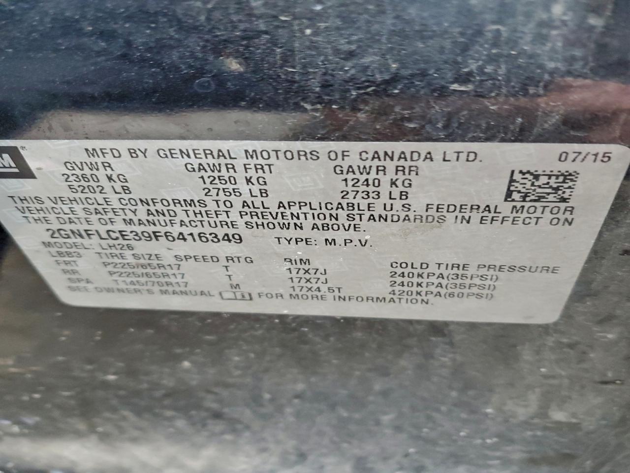 2015 CHEVROLET EQUINOX LT photo 13