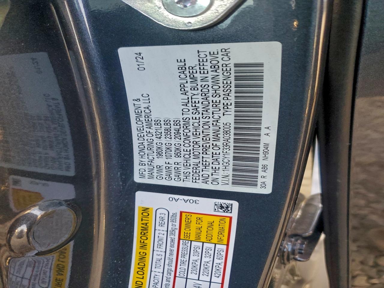 2024 HONDA ACCORD EX photo 12