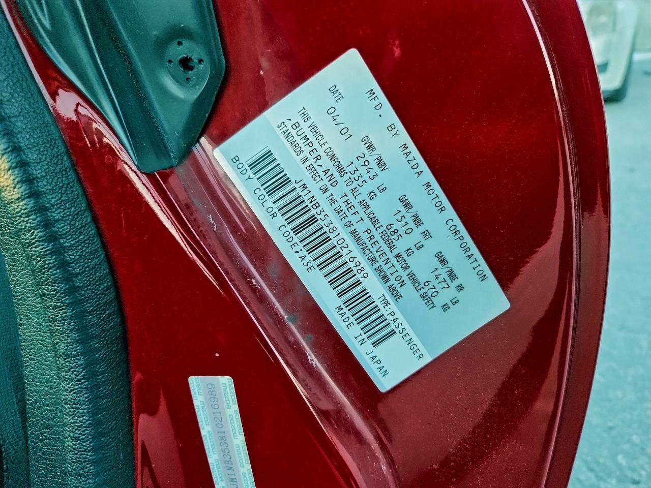 2001 MAZDA MX-5 MIATA BASE photo 12