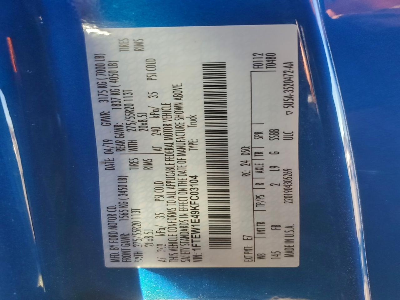 2019 FORD F150 SUPERCREW photo 12