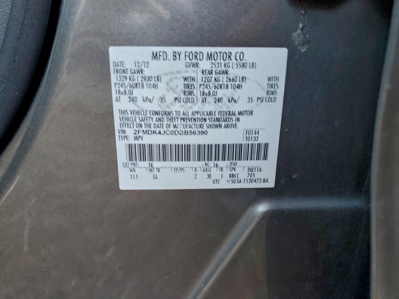 2013 FORD EDGE SEL photo 12