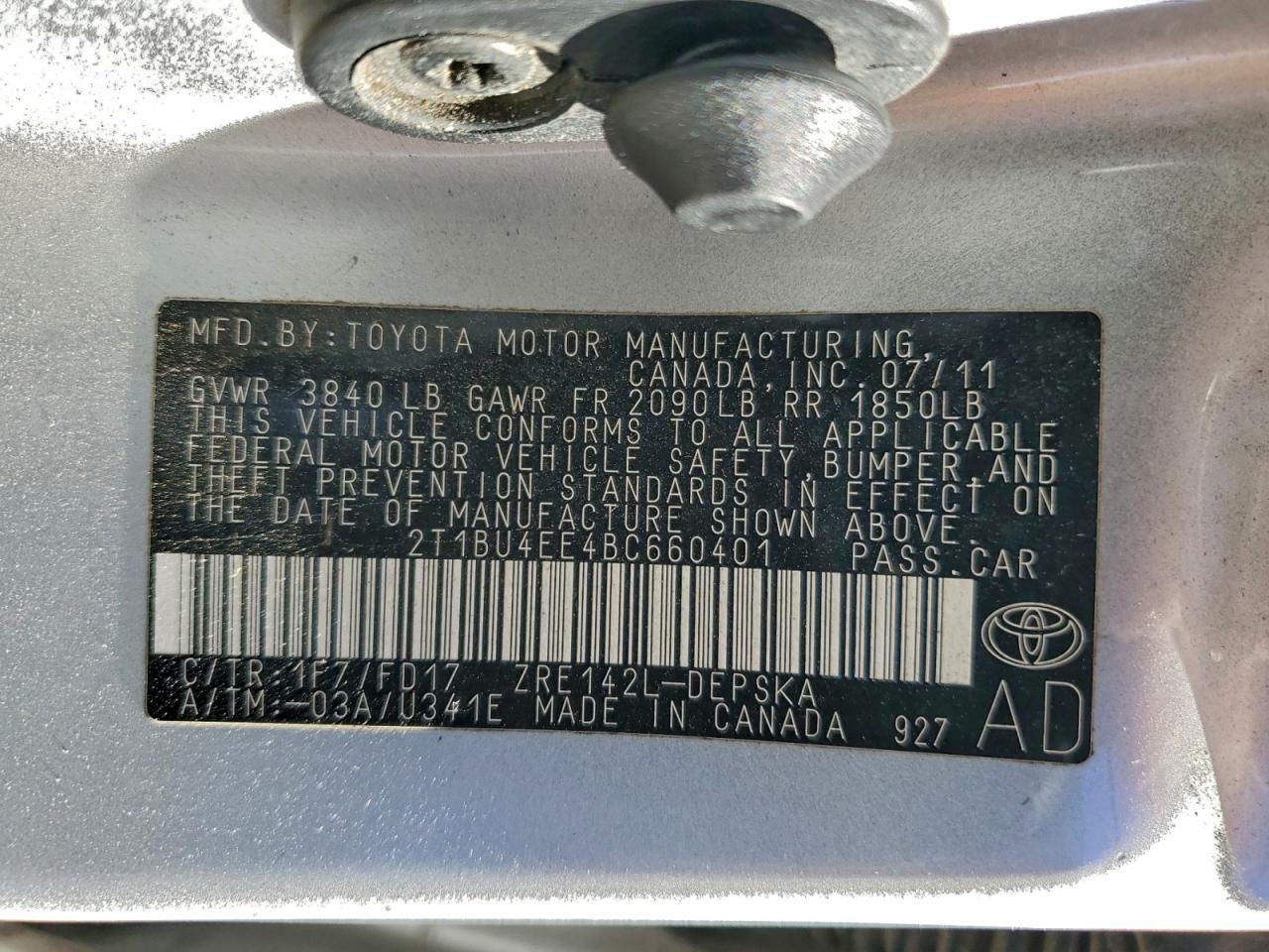 2011 TOYOTA COROLLA BASE photo 13