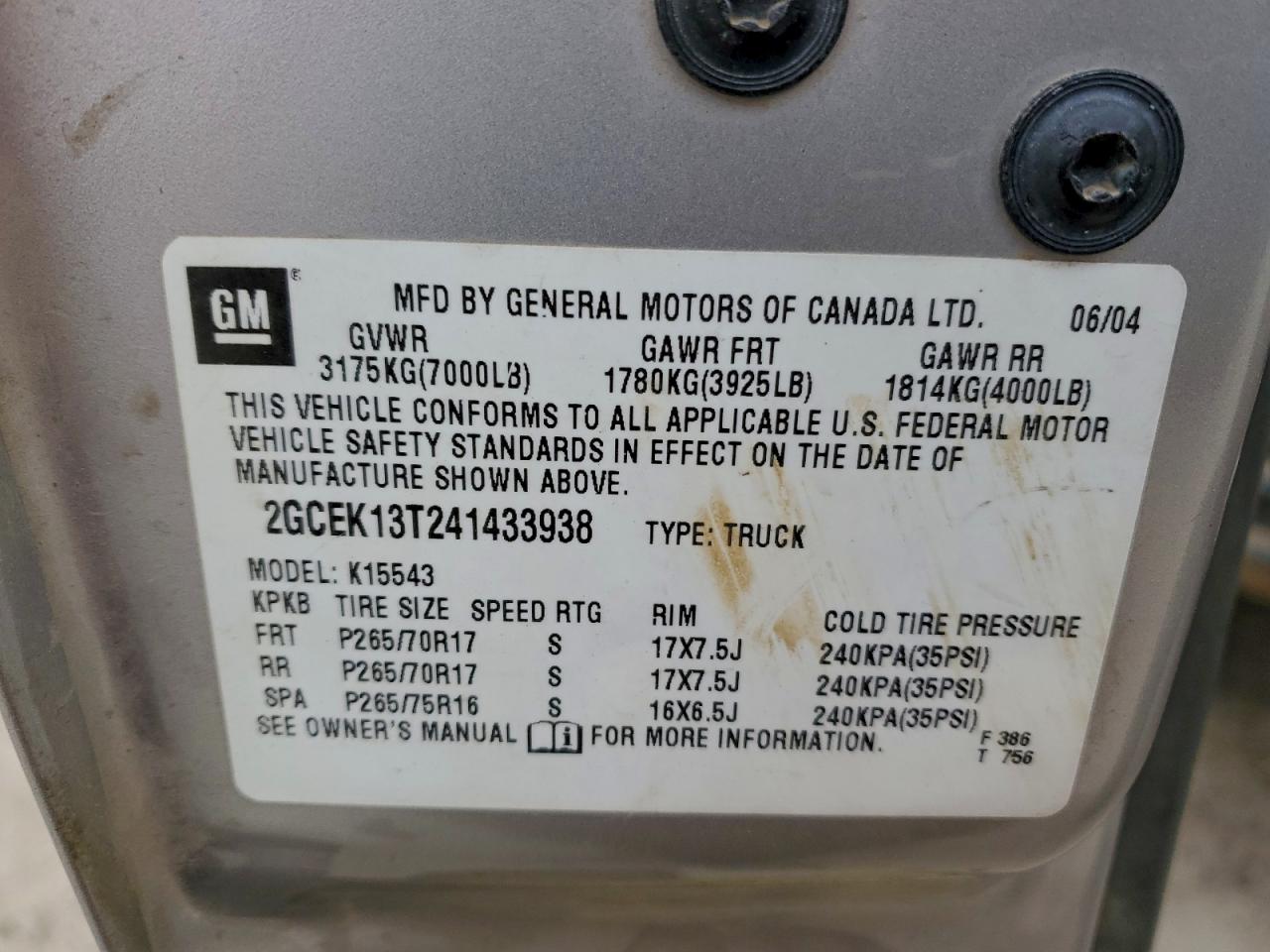 2004 CHEVROLET SILVERADO K1500 photo 13