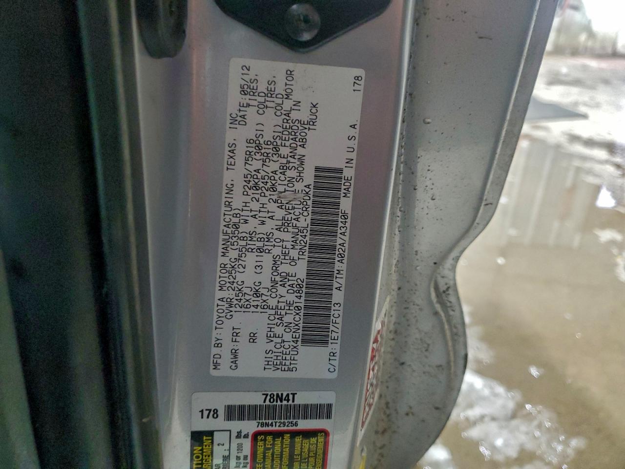 2012 TOYOTA TACOMA ACCESS CAB photo 13