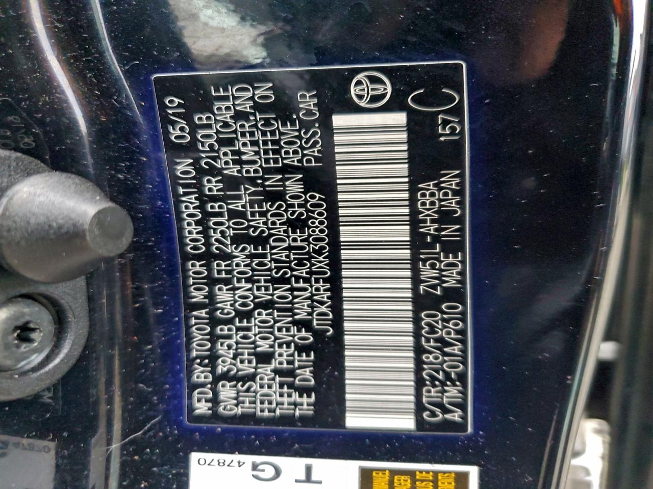2019 TOYOTA PRIUS photo 12