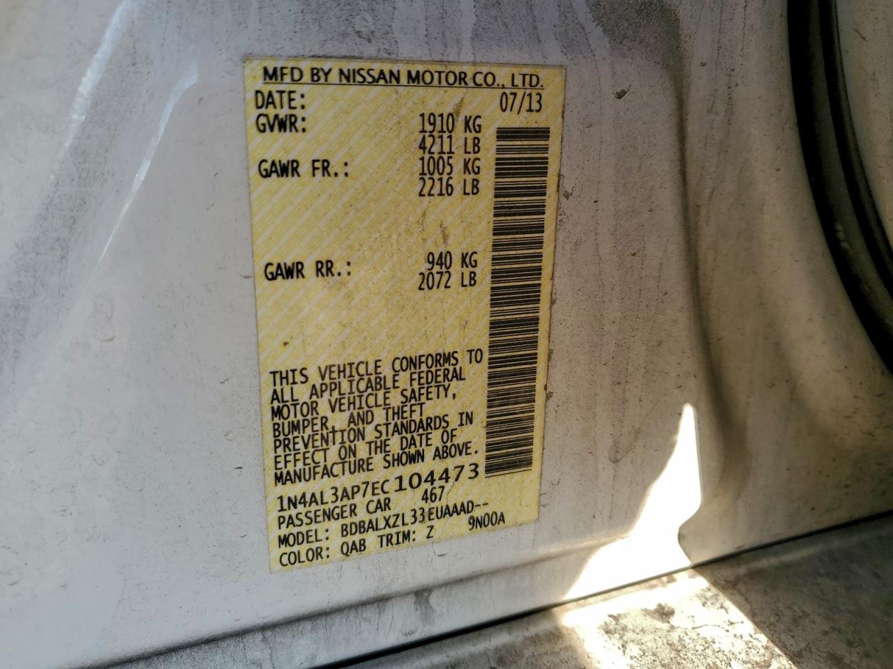 2014 NISSAN ALTIMA 2.5 photo 12