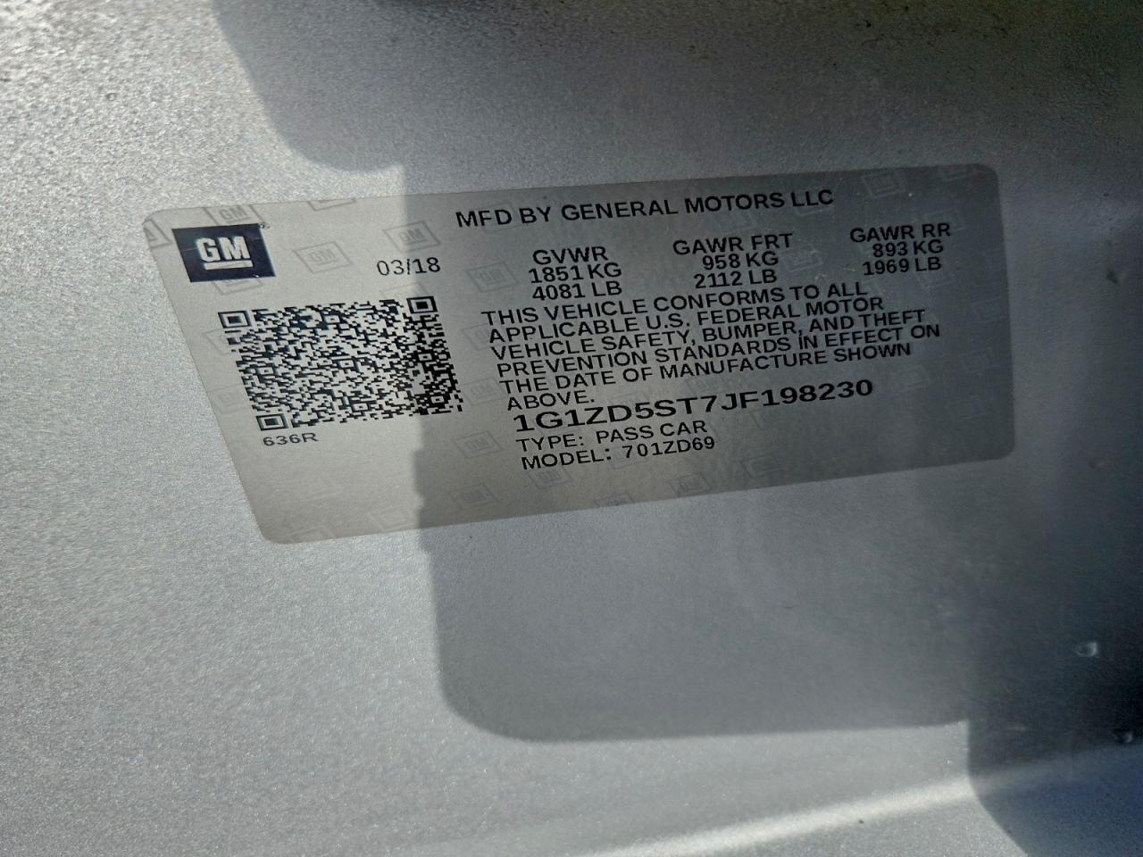 2018 CHEVROLET MALIBU LT photo 12
