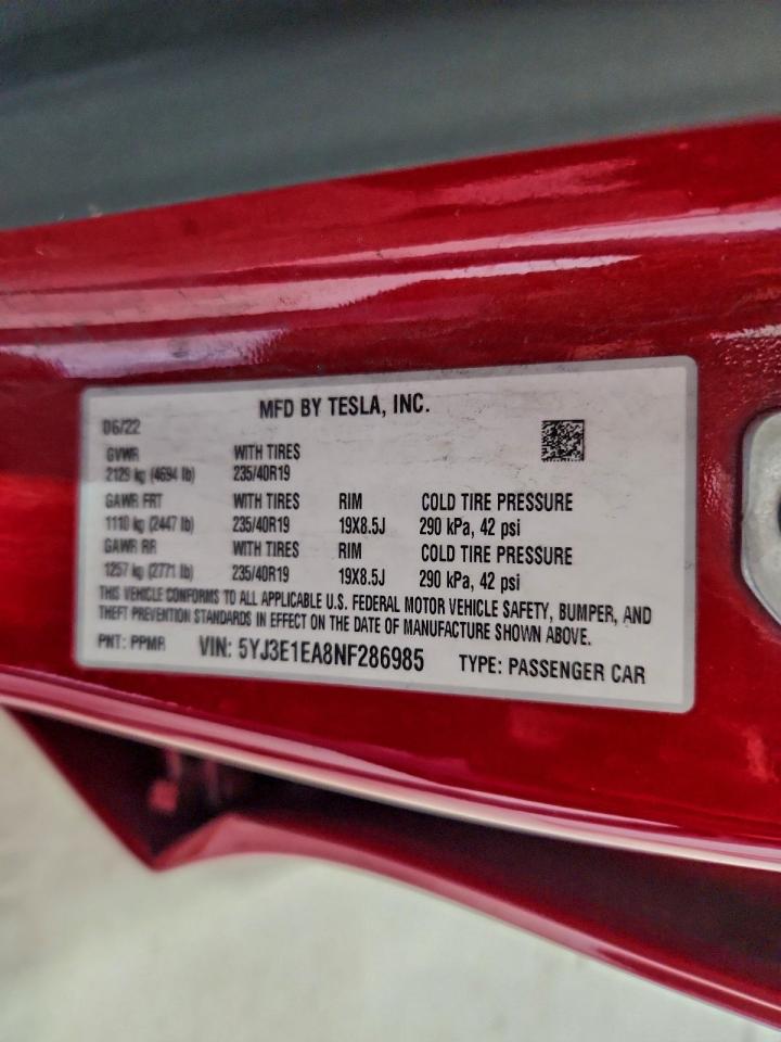 2022 TESLA MODEL 3 photo 12
