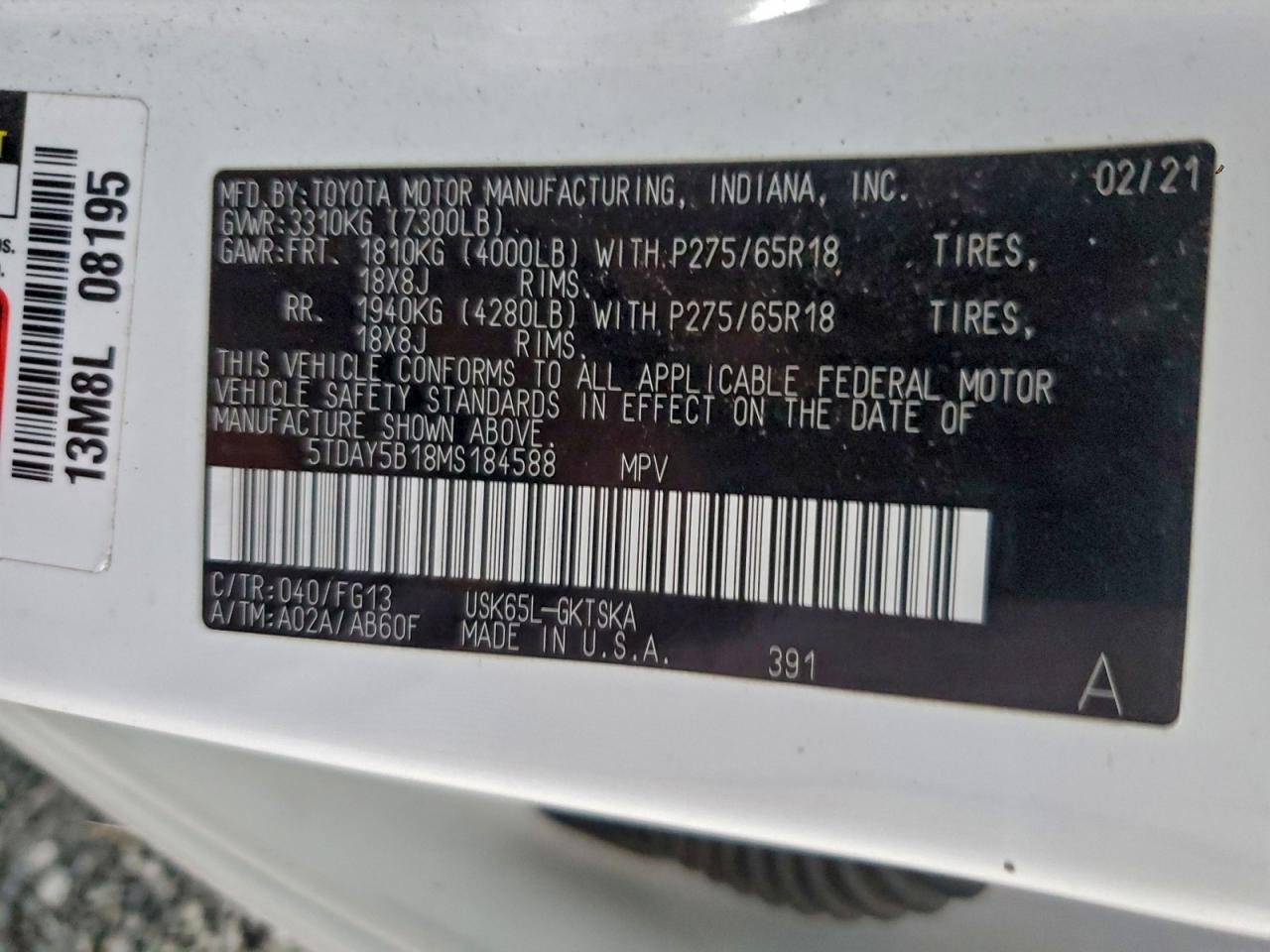 2021 TOYOTA SEQUOIA SR5 photo 13