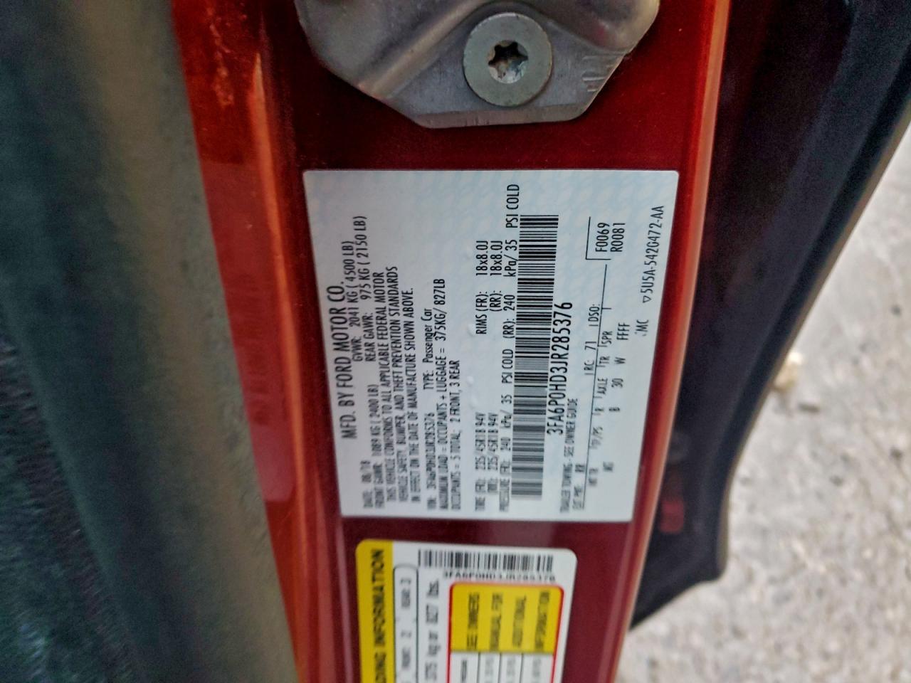 2018 FORD FUSION SE photo 12