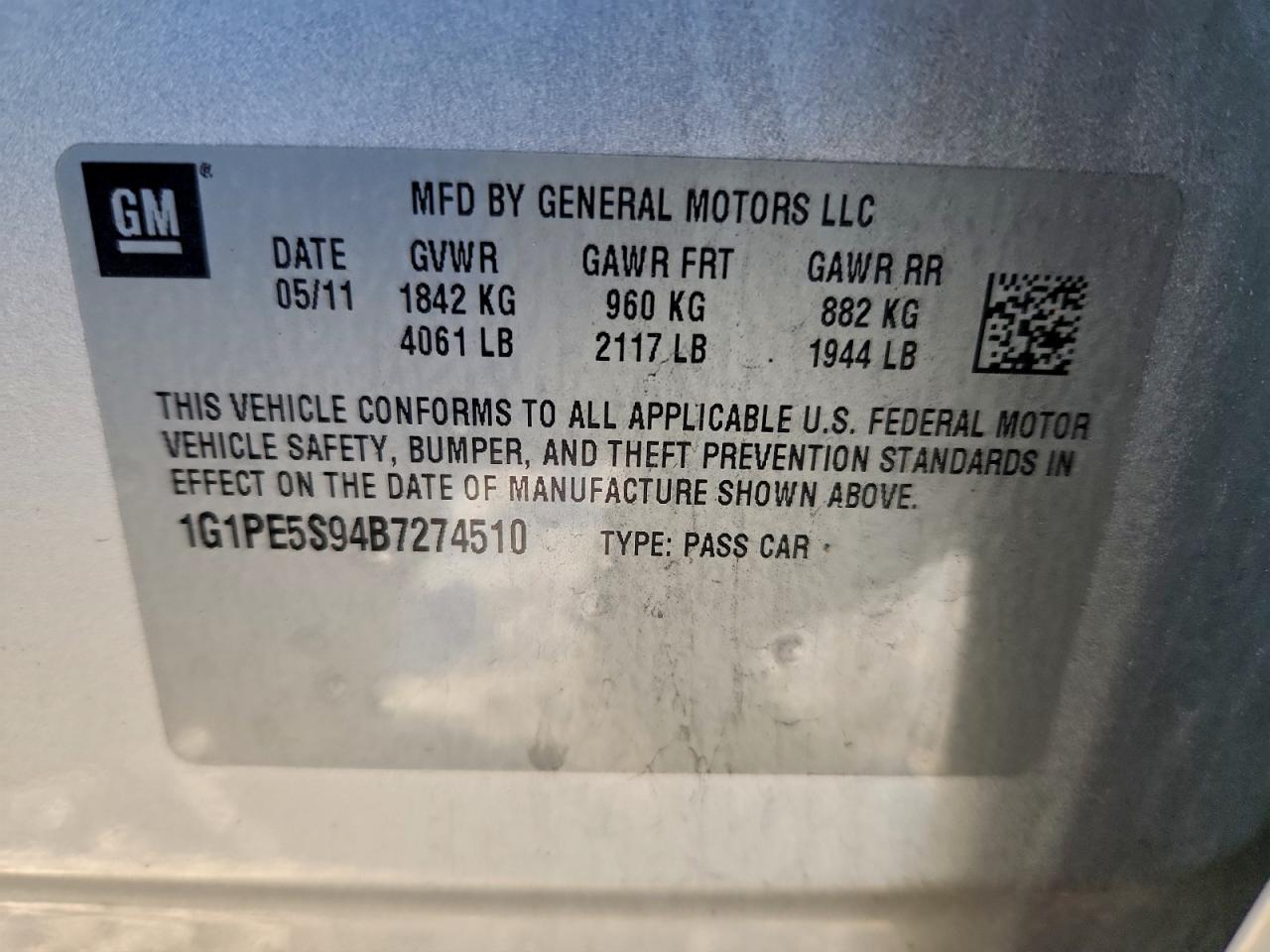 2011 CHEVROLET CRUZE LT photo 12