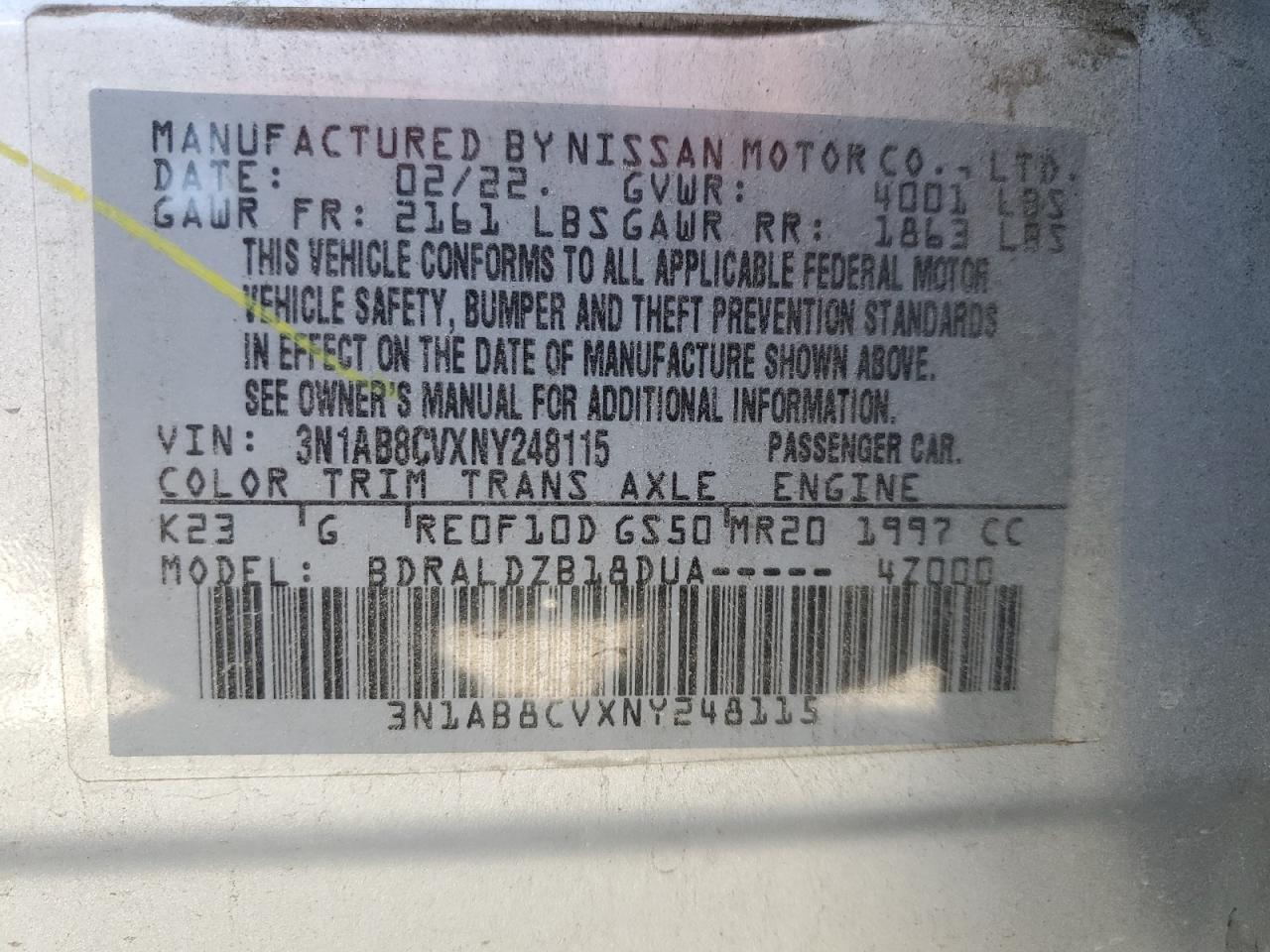 2022 NISSAN SENTRA SV photo 12