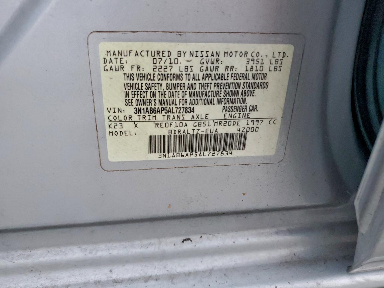 2010 NISSAN SENTRA 2.0 photo 12