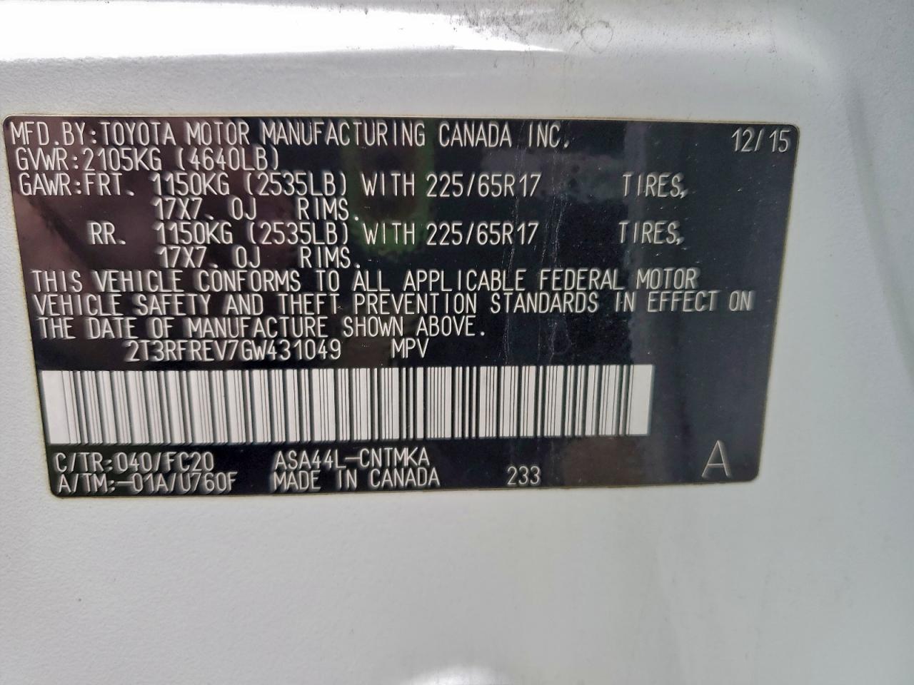 2016 TOYOTA RAV4 XLE photo 13