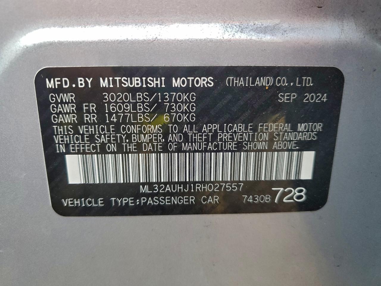 2024 MITSUBISHI MIRAGE ES photo 13